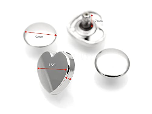 Craftmemore Heart Rivet 12Mm Rapid Rivet Studs Metal Heart Shape Decorative Leather Rivet 10 Pcs (Gunmetal) #TOP1