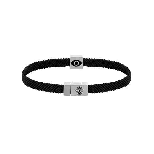 KARMA AND LUCK Black Macrame Onyx Magnetic Bracelet, Stainless Steel Link, Available in Medium and Large3
