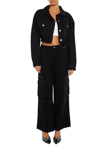 Forever 21 Women's Rhinestone Chain Denim Jacket2