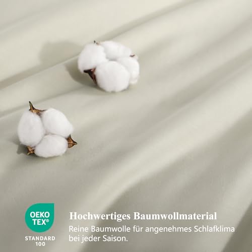 RUIKASI Bettwäsche 155x220 Baumwolle Beige - Baumwolle Bettwäsche-Sets 155x220cm 2teilig mit Reißverschluss, Baumwollbettwäsche Set Cotton… – Ansicht 6