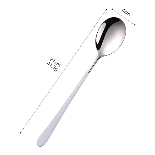 Image of Stainless Steel Dinner /Table Spoons, Silver Elliptical Head, Spoon Set, Length 21 cm (12 Pieces White Spoon)