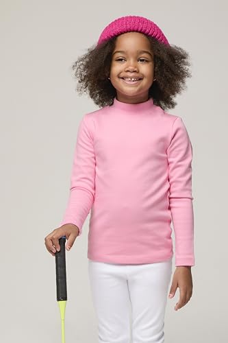 Image of Lilax Girls' Basic Long Sleeve Mock Turtleneck Cotton T-Shirt