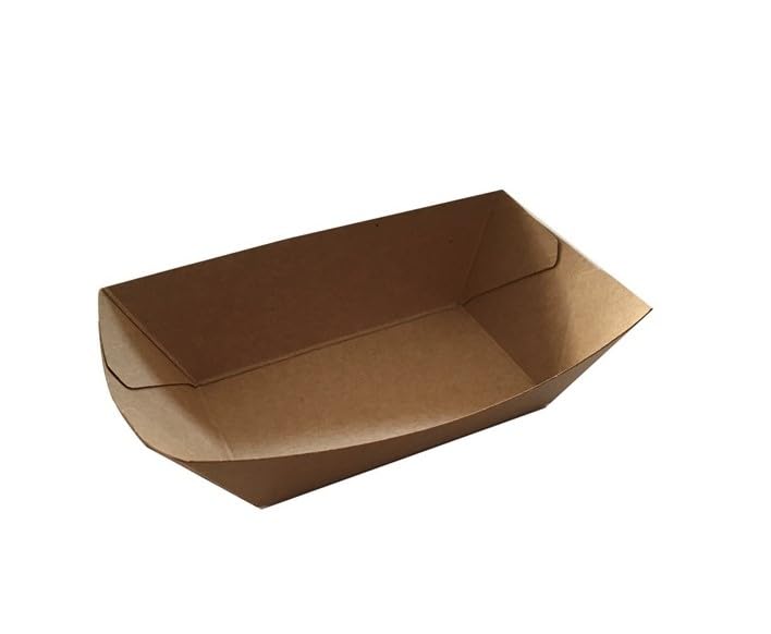 250 Vaschette Vassoi Contenitori in cartoncino avana monouso uso caldo contenitore food delivery usa e getta patatine sfiziosità insalate pasta riso fritti (750 ml (200x151xh52))