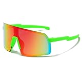 JOVAKIT Kids Baseball Sunglasses for Boys Girls Age 3-13, Youth Baseball Sun Glasses UV400 Sports Cycling Shades (Green/Red Mirror)