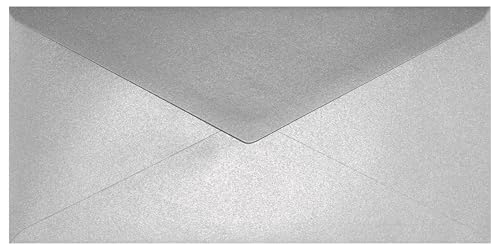Netuno 100 Umschläge Perlmutt-Silber DIN lang 11x22 cm metallisch und edel