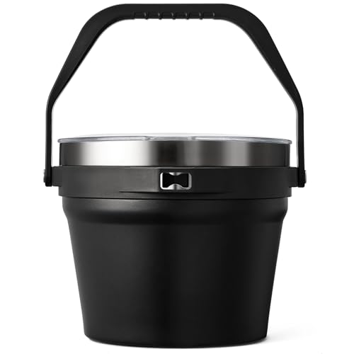 COKTIK 7L Insulated Ice Bucket with Lid，Double Wall Vacuum Stainless Steel Beverage Bucket Keeps Frozen Longer，Holds 6 Longnecks or 3 Bottles of Wine，for Cocktail, Champagne(No Accessories, Black)