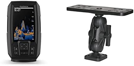 Striker Vivid 4cv, Easy-to-Use 4-inch Color Fishfinder and Sonar Transducer & Scotty 0163 Ball-Mount Fish Finder and Universal Mounting Plate, Black, Large