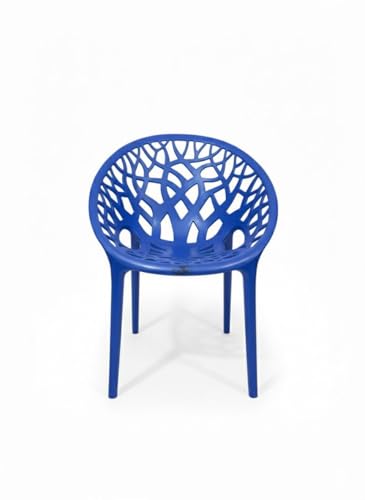 Image of activa Crystal Plastic Arm Chair | Stackable Indoor Outdoor Chair for Home, Balcony, Patio & Garden | Comfortable Designer Armrest Chair | Durable Plastic Seating Furniture (Blue, Set of 1)