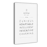 ACFTAIN Gemini Constellation Merkmale, Datum, Interpretation auf Leinwand, Wandkunst, Poster und Drucke, Raum, ästhetische Dekoration für Schlafzimmer, Büro, 40 x 60 cm