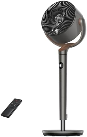 Dreo Fan for Bedroom, 120°+105° Omni-directional Oscillating Standing Fan, DC Motor, Quiet Pedestal Fans, 8 Speeds, 6 modes, 25dB, 43'' Air Circulator for Whole Room, Adjustable Height, Smart Control