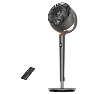 Dreo Fan for Bedroom, 120°+105° Omni-directional Oscillating Standing Fan, DC Motor, Quiet Pedestal Fans, 8 Speeds, 6 modes, 25dB, 43” Air Circulator for Whole Room, Adjustable Height, Smart Control