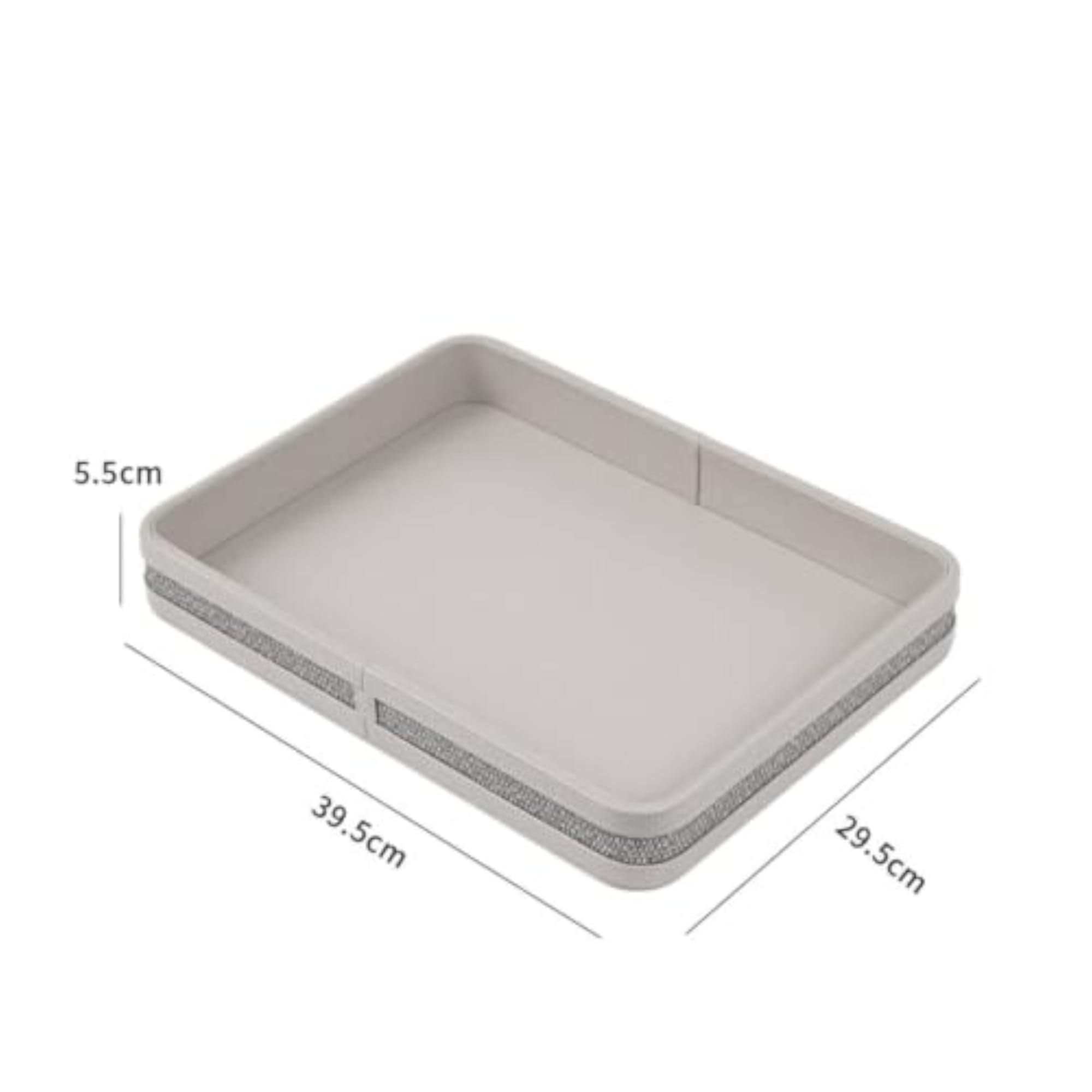 Leather-Look Rectangular Tray with Woven Texture