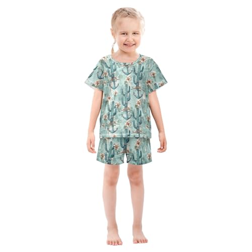 ALAZA Anchor Cactus Pajama Set Short Sleeve Sleepwear Soft Lounge Nightwear3
