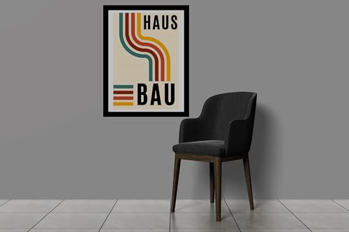 Image of BLINKART Vintage Bauhaus Retro Geometric Aesthetic Poster Gallery | Colorful Wrap Framed For Home Office Studio Living Room Modern Art Studio Decoration Abstract Shapes | (d63) | 13x10 Inch
