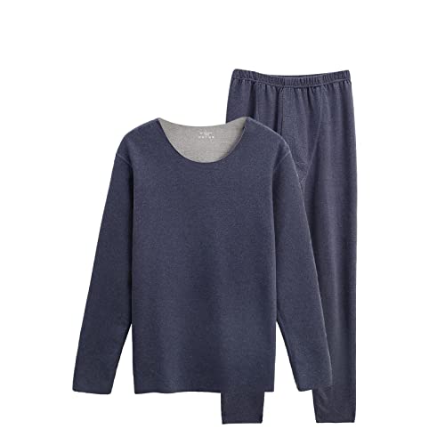 Sous-vêtement thermique homme navy col rond en polyester pour le sport et hiver