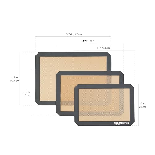 Amazon Basics Rectangular Silicone, Non-Stick, Food Safe Baking Mat, 9