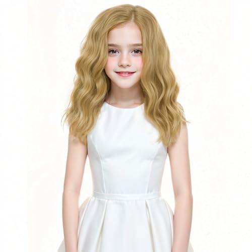 MEDO Blonde Wig Kids Short Wavy 12inch Ash Blonde Shoulder Length