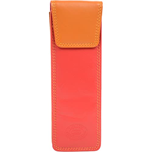 Mens/Ladies/Womens Soft Leather Slim Glasses Case/Pouch (Ember)