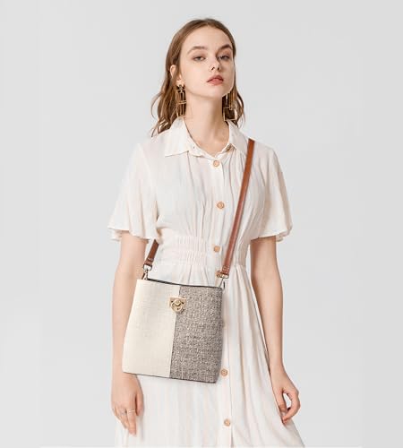 KALIDI Crossbody Purses for Women Vegan Leather Bucket Bag Fashion Ladies Crossbody Handbag Shoulder Purse with Multi Pockets3