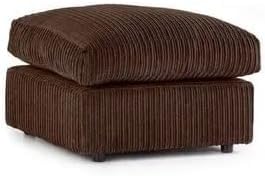 Jumbo Cord Settees - Chocolate Brown 3+2+1 Seater Sofas Set - Upholstered Sofa Suites and Footstool - Modern Scatter Back Couches - Brown Swivel Chair Arm Chair Settee for Living Room (Footstool)