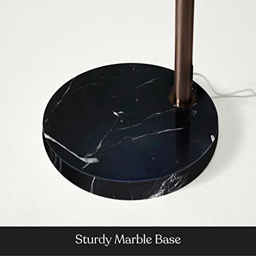 Brightech Mason Arc Floor Lamp - Modern Corner Standing Lamp With Unique Hanging Drum Lamp Shade For Living Room - Bright Overhead, Curved Hanging Light For Bedroom. Library, Den - Bronze #TOP5