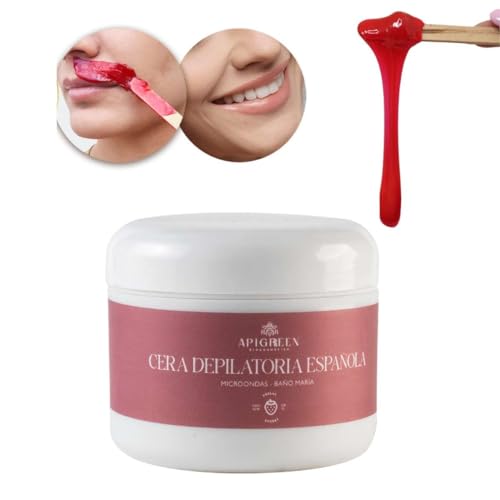 Depiladoras, Office Product APIGREEN - CERA DEPILATORIA ESPAÑOLA PARA DEPILAR PIEL SENSIBLE | ROSTRO | BIKINI | BARBA | PIERNAS | 120G - FRESAS | DEPILA SIN DOLOR | EFICAZ EN TODO TIPO DE...