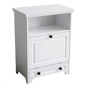Roomfitters White Pet Feeding Station Furniture with Double Pull Out Dog Bowl Pet Food Cabinet Pet Toy Storage Organizer
