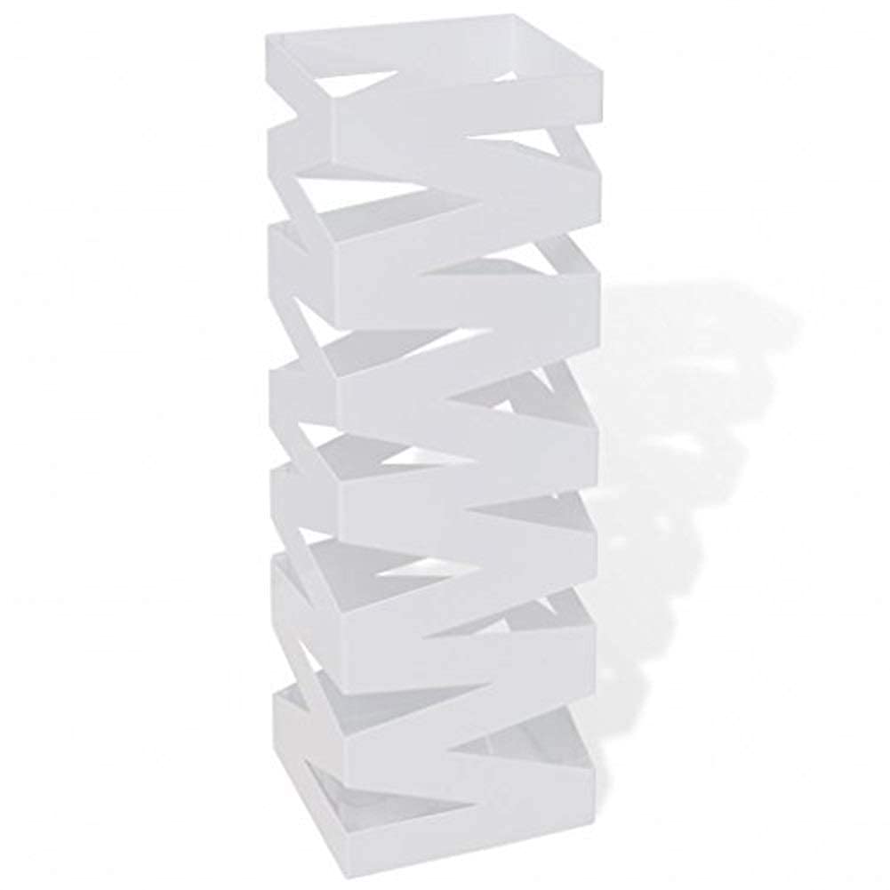 Porte-parapluie Carré Blanc En Acier - 48,5 Cm De Hauteur - Design Moderne Pour Rangement