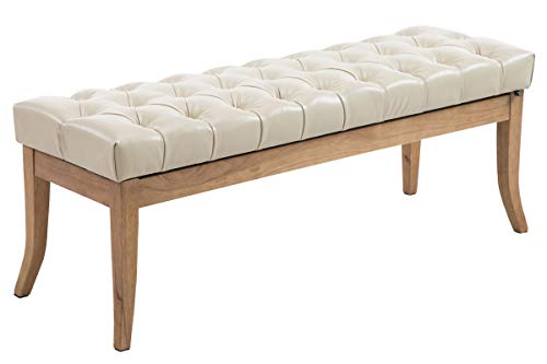 Taburete Pie De Cama Ramses En Simil Cuero | Banqueta Altura De Asiento: 46 cm | Banco De Entrada con Base En Madera Clara Antigua I Color:, Color:Crema, Tamaño:120 cm
