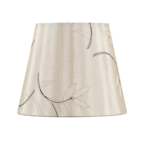 Aspen Creative 51026, Hardback Empire Transitional Clip-On Mini Small Shade in Faux Silk Fabric Light Gold with Floral, 4" Top x 6" Bottom x 5-1/2" Slant
