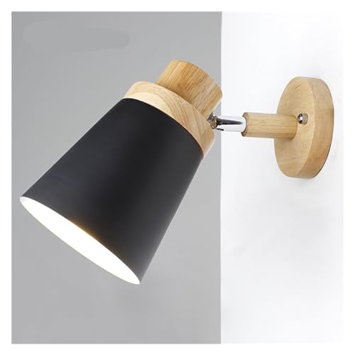 Applique en bois applique de chevet moderne E27 pivotante noire avec ampoule