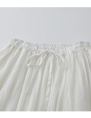 IDEALSANXUN Linen Skirts for Women Summer Casual Elastic High Waisted Flowy A Line Midi Skirt with Lining2