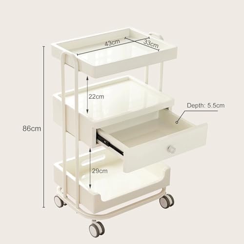 3 Tier Rolling Salon Cart, Esthetician Storage with Drawer, Beauty Supply Organizer, Medical Rolling Cart for Salon, Spa & Home Use – Durable & Functional