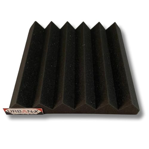 Image of URBAN-X Wedge Soundproofing Studio Acoustic Foam 1'x1' - 2 Inches 50D High Density, Soundproof Foam, Noise Reduction Panels, Echo Absorption (Black, Set of 6 with (Self Adhesive))