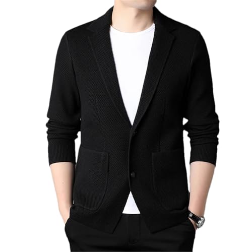 Knitted Cardigan Men Slim Fit Sweatercoat Solid Turn Down Collar Korean Style Knit Jackets Mens Cardigan
