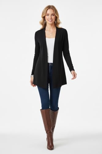 Image of ToBeInStyle Womens Open Front Long Sleeve Lightweight Asymmetrical Draped Cardigan with Side Pockets