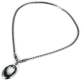 عقد شاكرا بجذور الهيماتايت الاسود البيضاوي للنساء والرجال والمراهقين، من ماشو ريفر كوليكشن