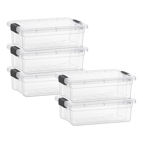Image of Superio 4.5 Quart Clear Plastic Storage Containers with Lids, Stackable Organizer Bins, BPA-Free Storage Boxes for Home, Office, Dorm & Classroom, 5 Pack