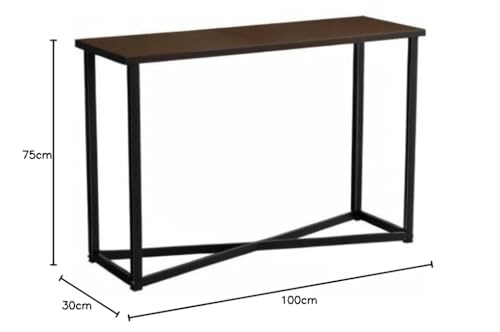 Image of JGS Iron Frame Wooden Console Tables Multipurpose Sheesham Wood Flower Pot Stand Table Furniture for Home Living Room Entrance & Office (Dark Walnut Finish)