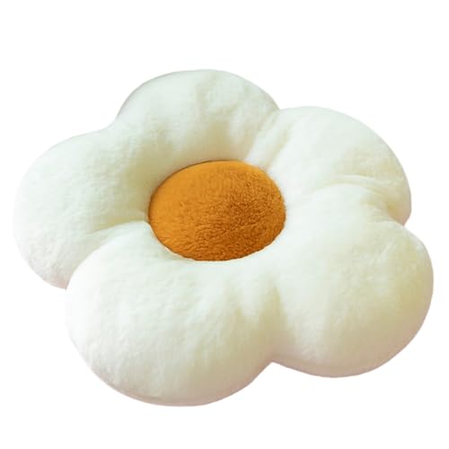 Fiozwea ウサギの毛皮の花のクッション布団ひまわりの枕オフィスソファチェア学生用クッション (A,50*50cm)