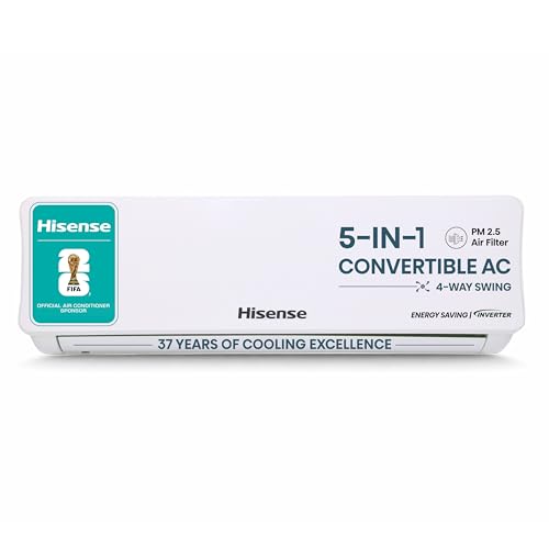 Hisense 1.0 Ton 3 star Inverter Split AC(Copper, 5-in-1 Convertible with Intelligent 4 modes, 4 Way Swing, Anti corrosion, Long Air Distance, AS-12TR4R3E, White )