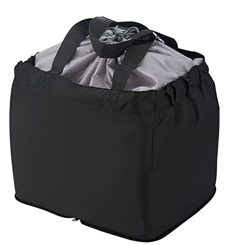 BOJLY Faltbare Einkaufstasche 43L, Große Wasserdichte Tragetasche, Leichte Einkaufs-Umhängetasche Für Damen, Waschbare Einkaufstasche, Wiederverwendbare, Große Aufbewahrungstasche, Schwarz