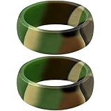 Set of Two (2) Camo Silicone Rings Size 10 - Engagement Wedding Replacement Band for Active and Workout Lifestyles Military Camoflauge