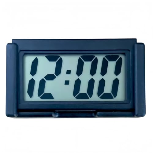 Image of Car Dashboard Digital Clock - with Jumbo LCD Time & Day Display - Mini Automotive Stick On Watch for Car Truck Dashboard & Air Vent (Black)