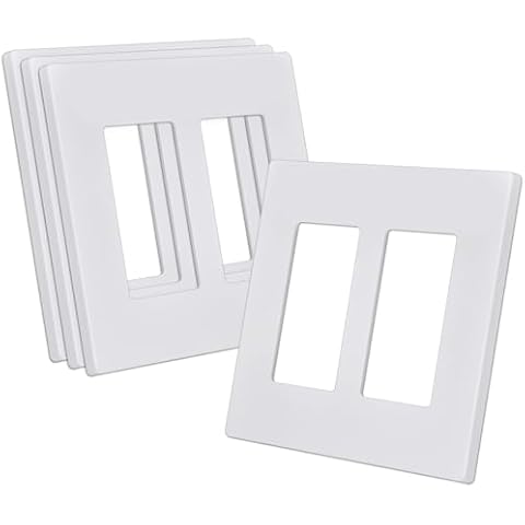 CML Screwless Decorator Wall Plate, 2 Gang Outlet Covers, 4 Pack Decorative Light Switch Plates, Hidden Screw Smooth Face, Standard Size 4.68”X 4.72”, Impact Resistant, White Cover