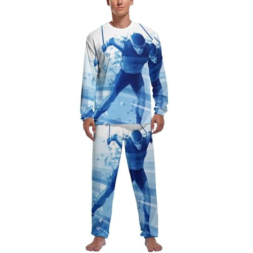 Ensemble de pyjama homme haut manche longue pantalon vêtements de nuit coton doux