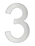 THIRARD   Chiffre 3 Adhésif   Acier Inoxydable   Résistance Aux Intempéries   Adhésif 3M Puissant   Hauteur 76 mm   Gris   Design Élégant   Applications Décoratives