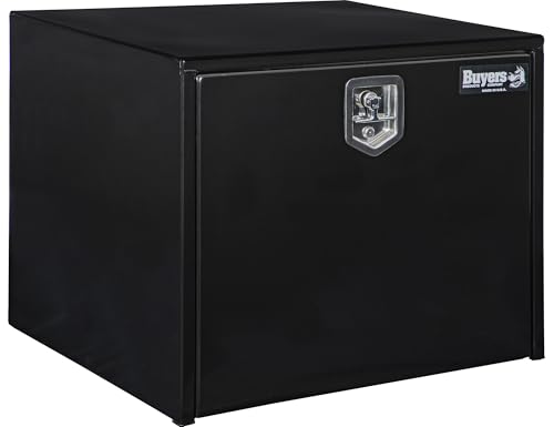 Image of Buyers Products 1704303 Black Steel Underbody Truck Tool Box, 24x24x30 Inch | Truck Bed & Underbelly RV Storage Box, Locking T-Latch, Weather-Resistant, Heavy-Duty Flatbed Job Box, Made in USA