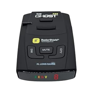 RadarShield Advanced Radar Detector for Cars, Ghost Pro Radar – Laser Detector with Long Range Detection, IVT Filtering, Laser Detection, Mute & Dim Buttons, Includes Mount & 12V Adapter, Black