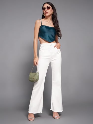 Image of Miss Chase Women's Wide-Leg High-Rise Regular-Length Stretchable Shaping Denim Jeans